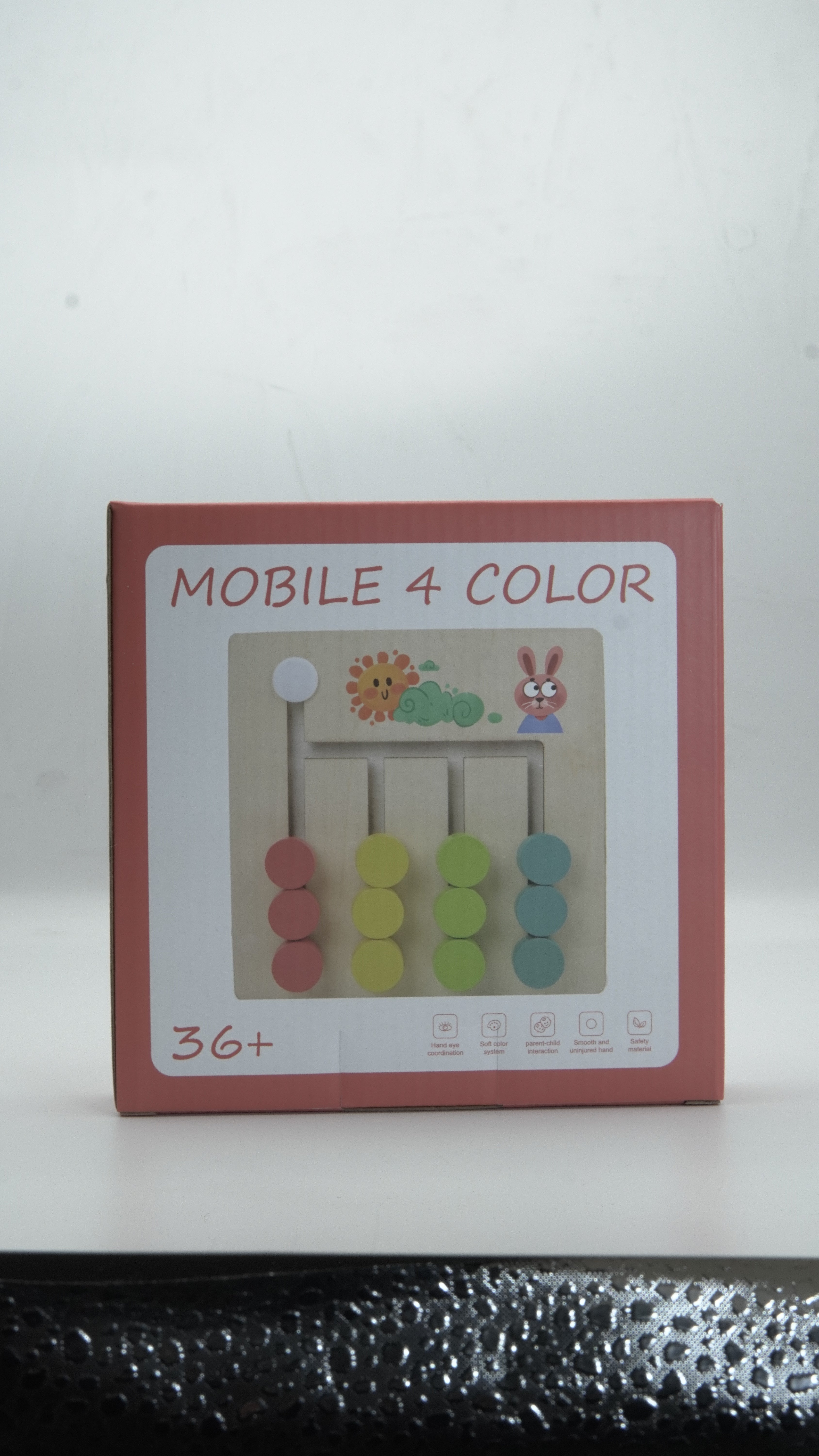 Wooden Montessori Mobile 4-Color Logic & Sliding Puzzle Board Game