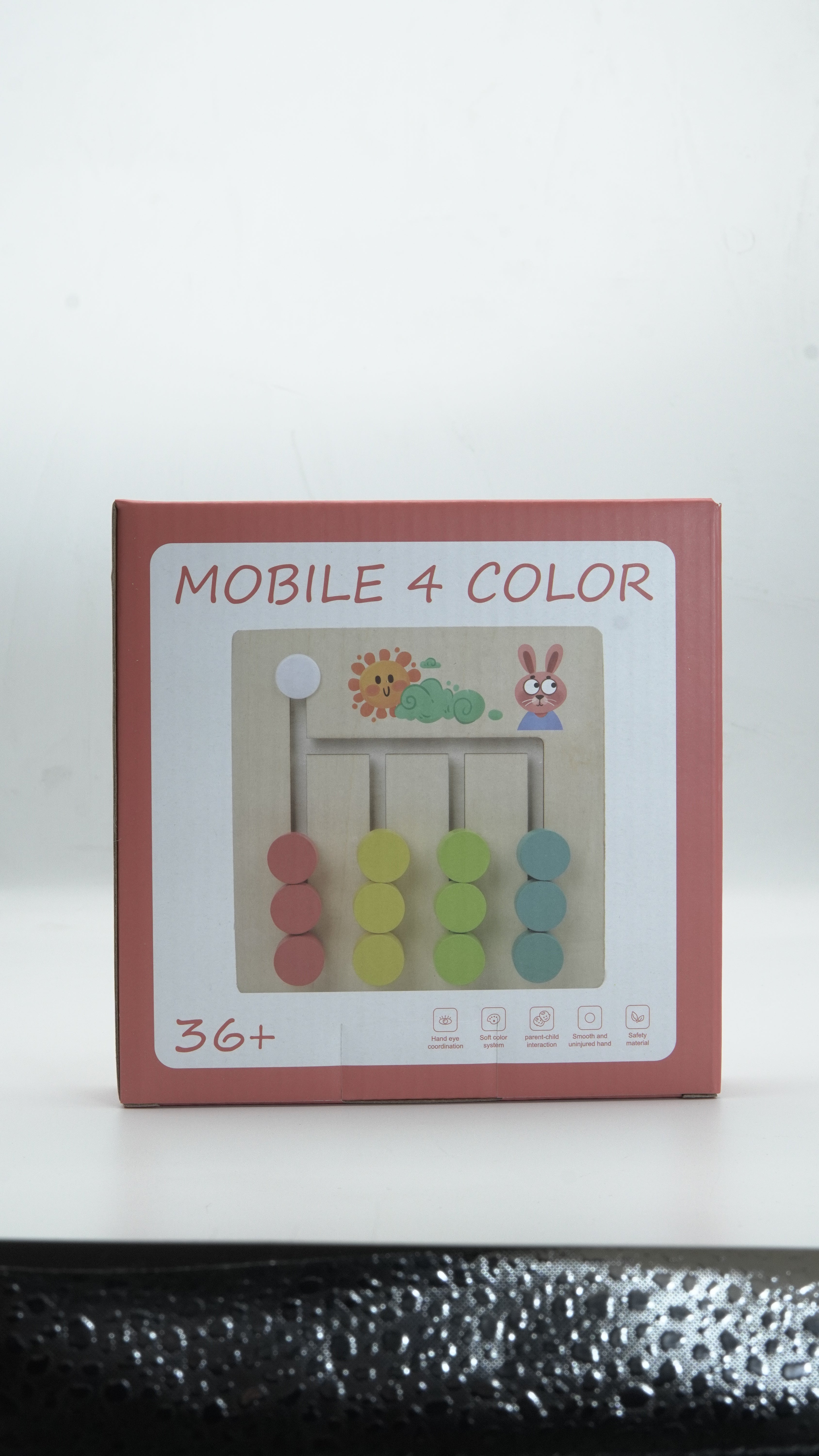 Wooden Montessori Mobile 4-Color Logic & Sliding Puzzle Board Game