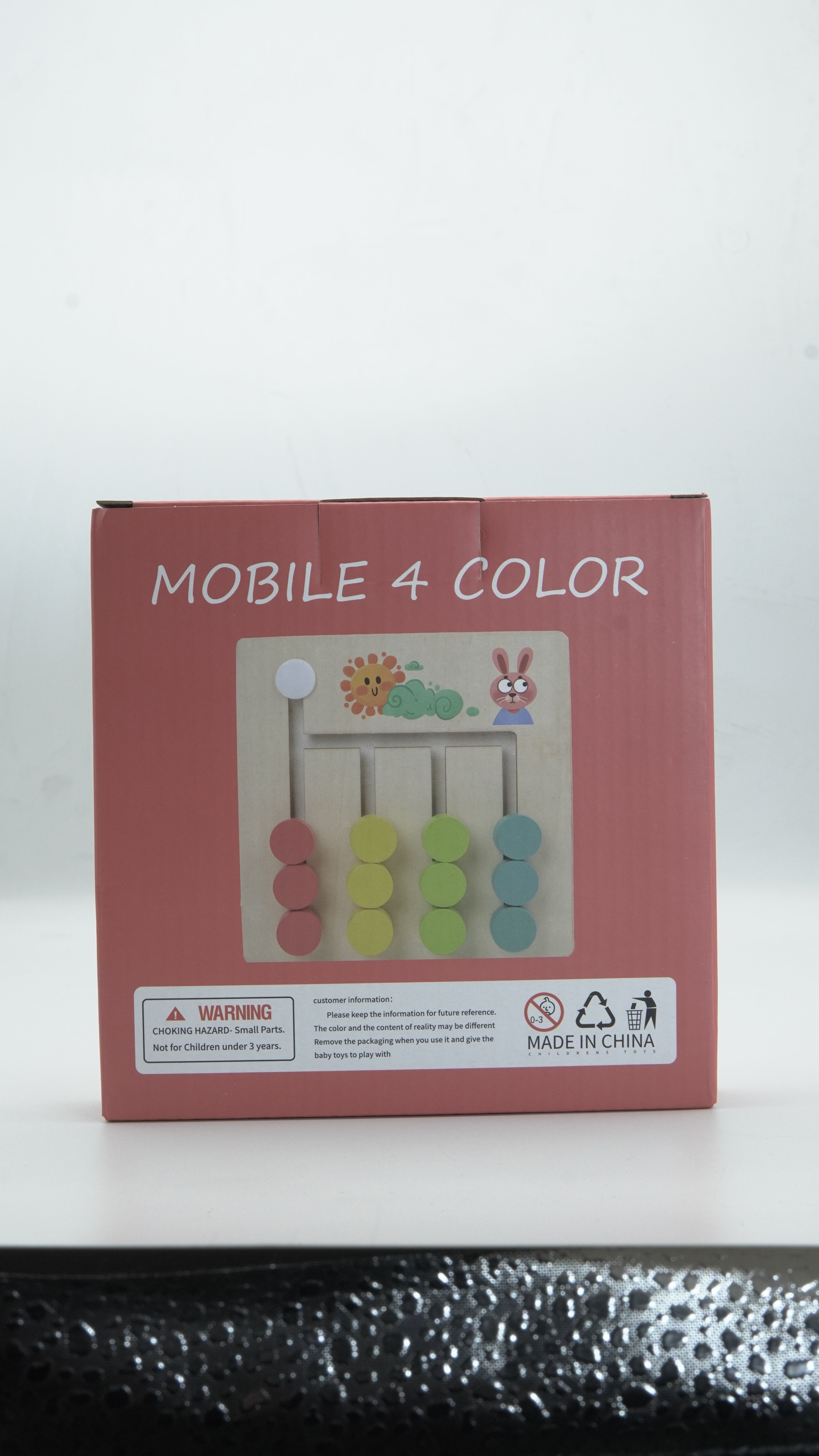 Wooden Montessori Mobile 4-Color Logic & Sliding Puzzle Board Game