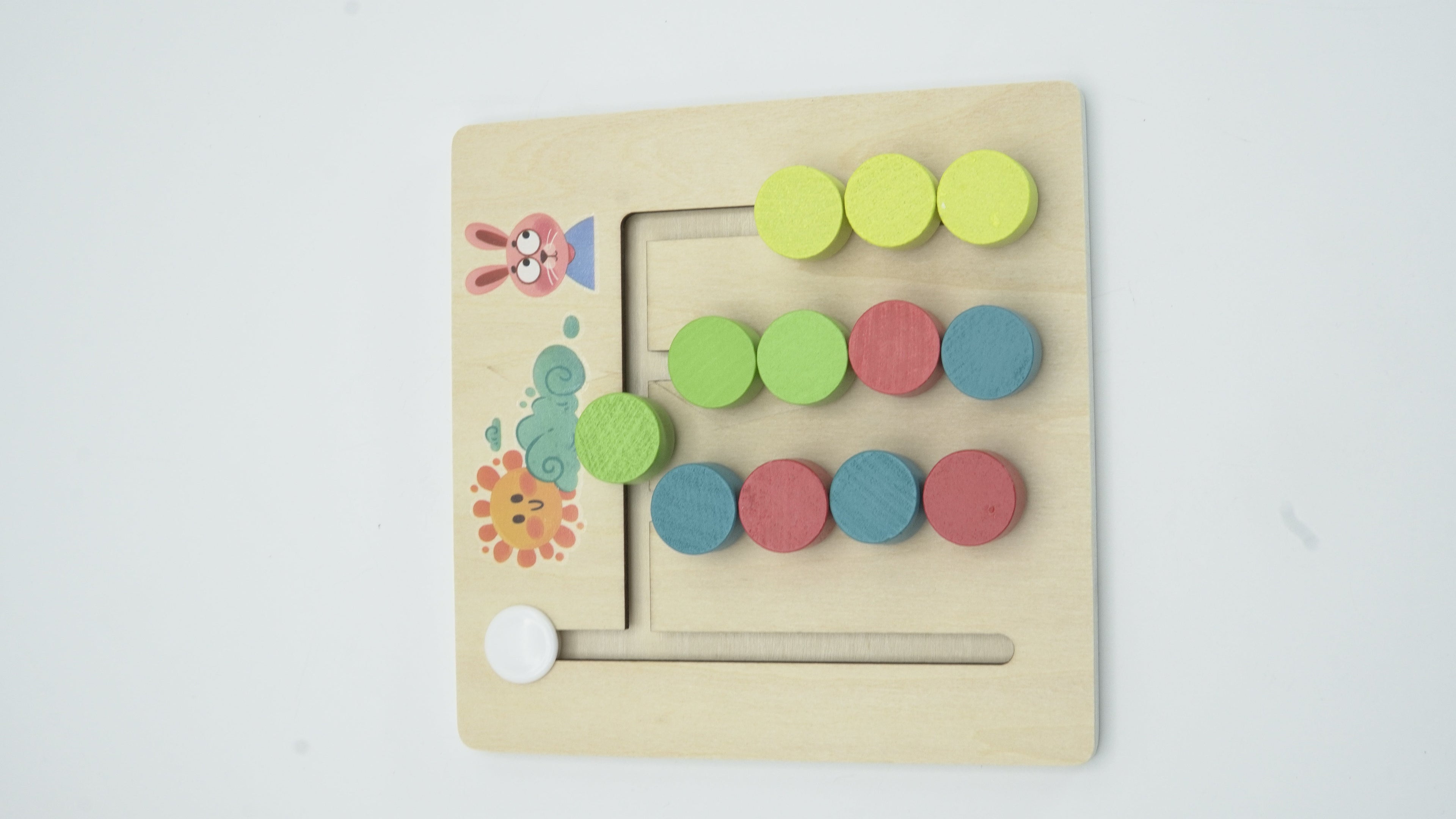 Wooden Montessori 4-Color Logic & Sliding Puzzle Board Game for Kids