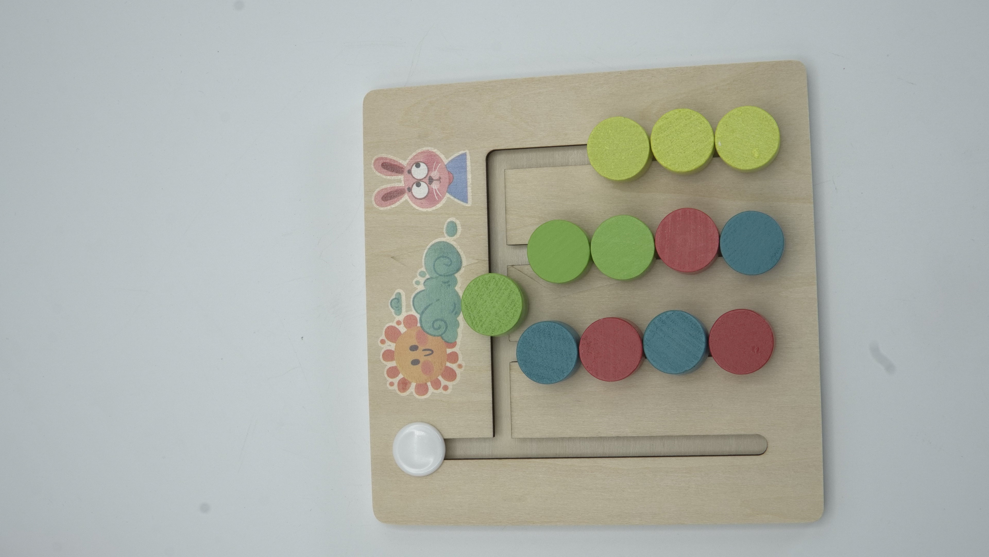 Wooden Montessori 4-Color Logic & Sliding Puzzle Board Game for Kids