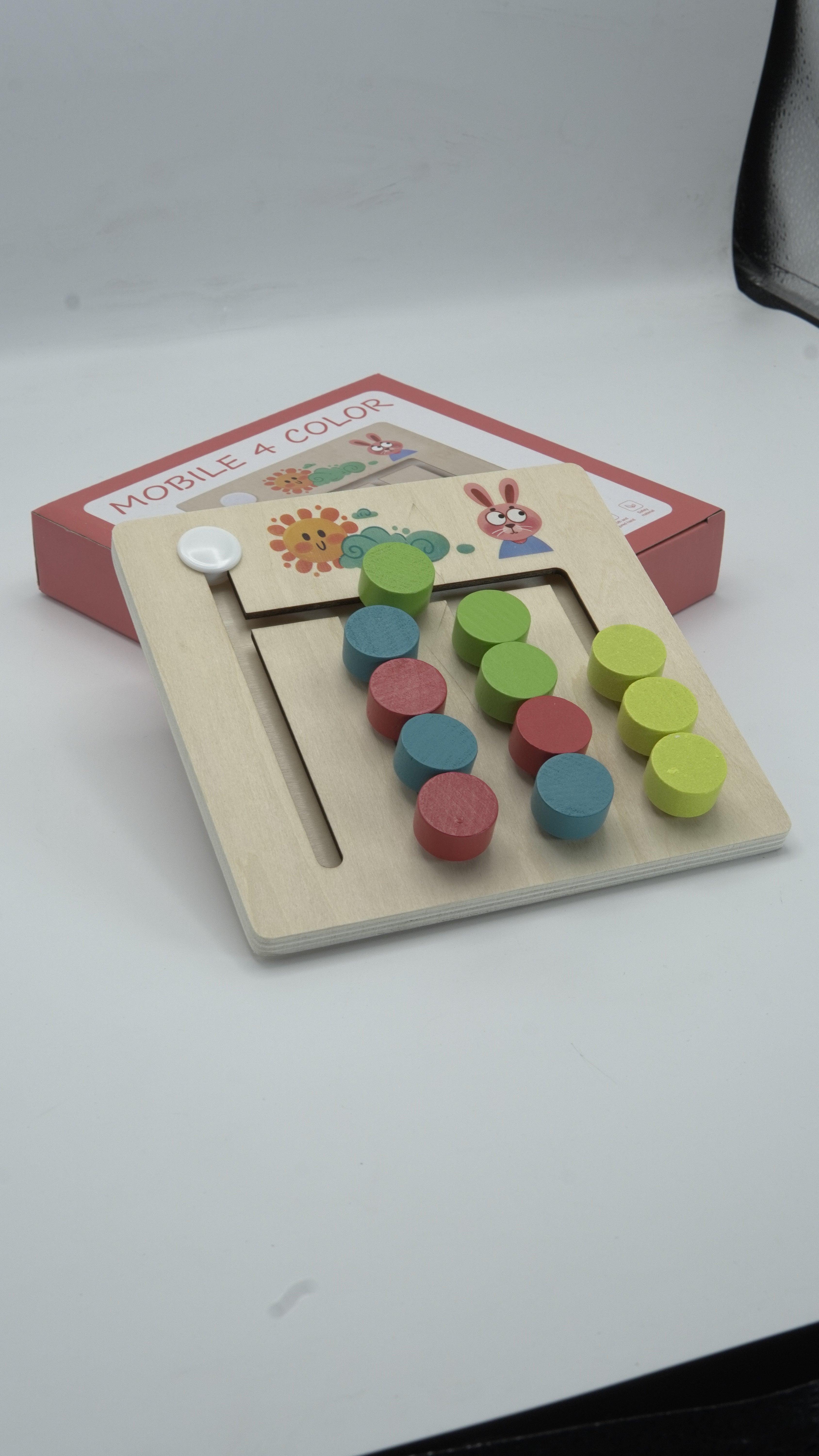 Wooden Montessori 4-Color Logic & Sliding Puzzle Board Game for Kids