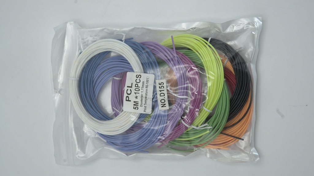 PCL Low-Temperature 3D Pen Filament Refills - 10 Color Pack (1.75mm, 50M Total)