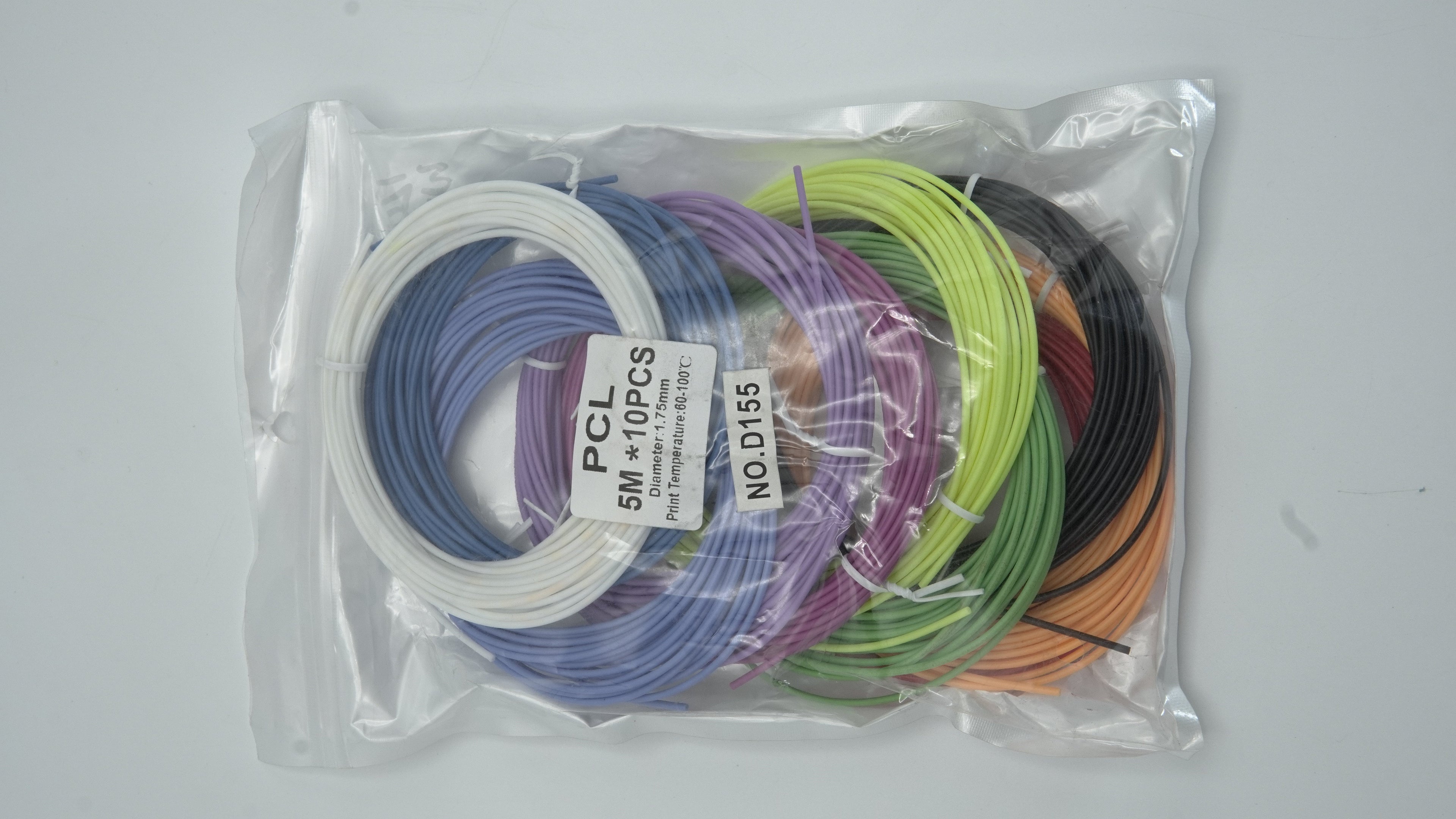 PCL Low-Temperature 3D Pen Filament Refills - 10 Color Pack (1.75mm, 50M Total)