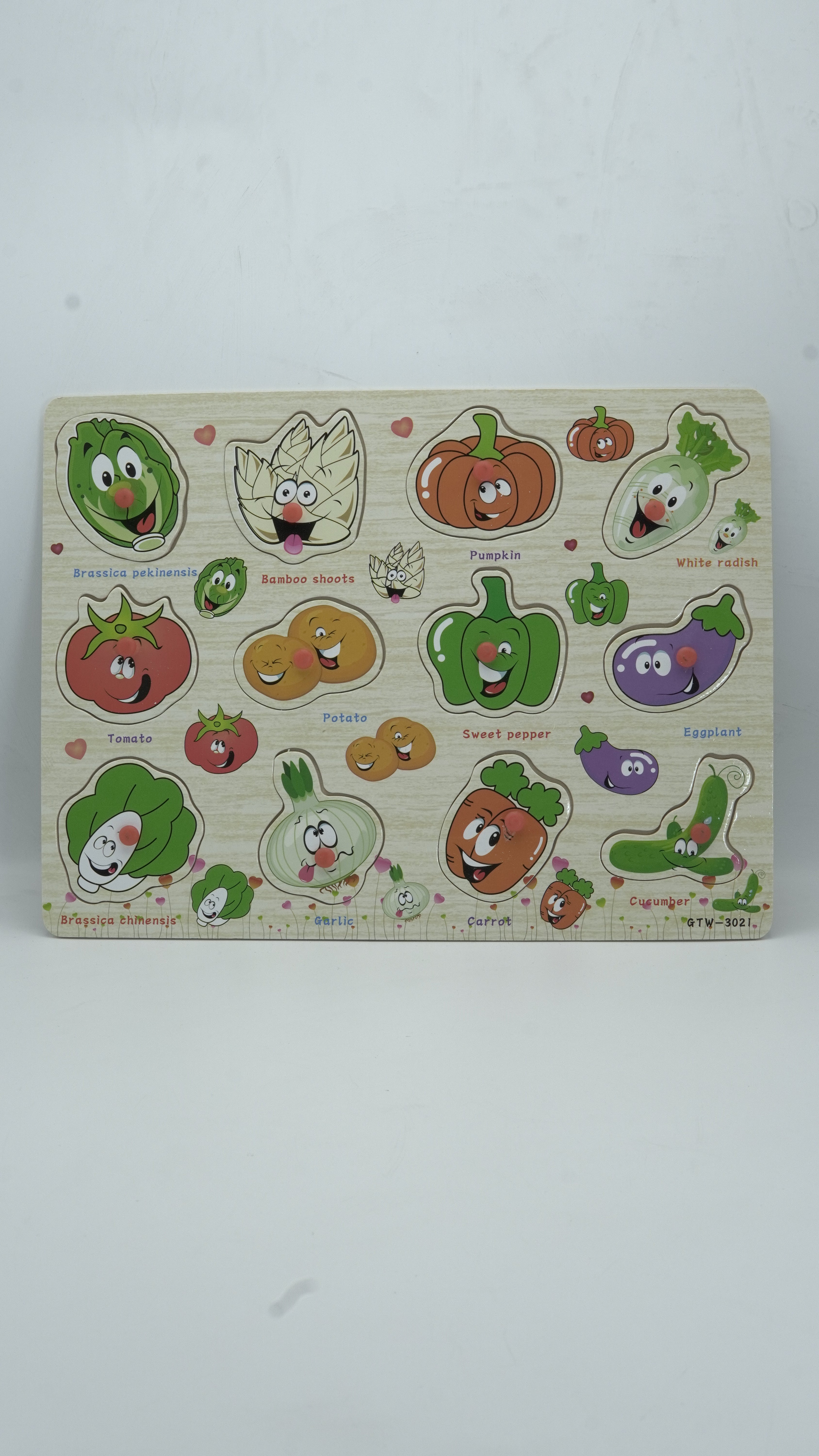 Wooden Vegetable Garden 3D Puzzle Board for Toddlers (GTW-3021)