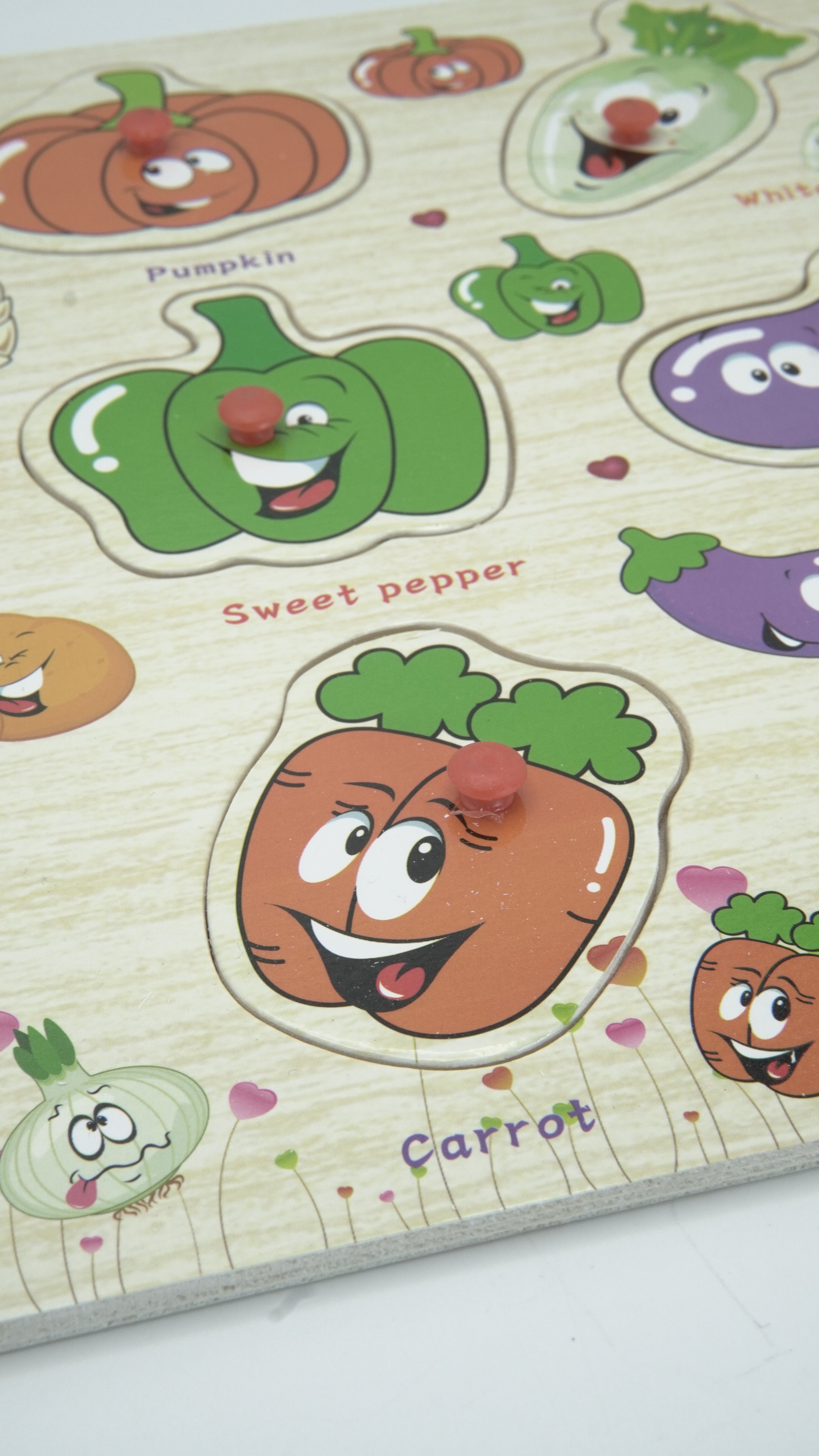 Wooden Vegetable Garden 3D Puzzle Board for Toddlers (GTW-3021)