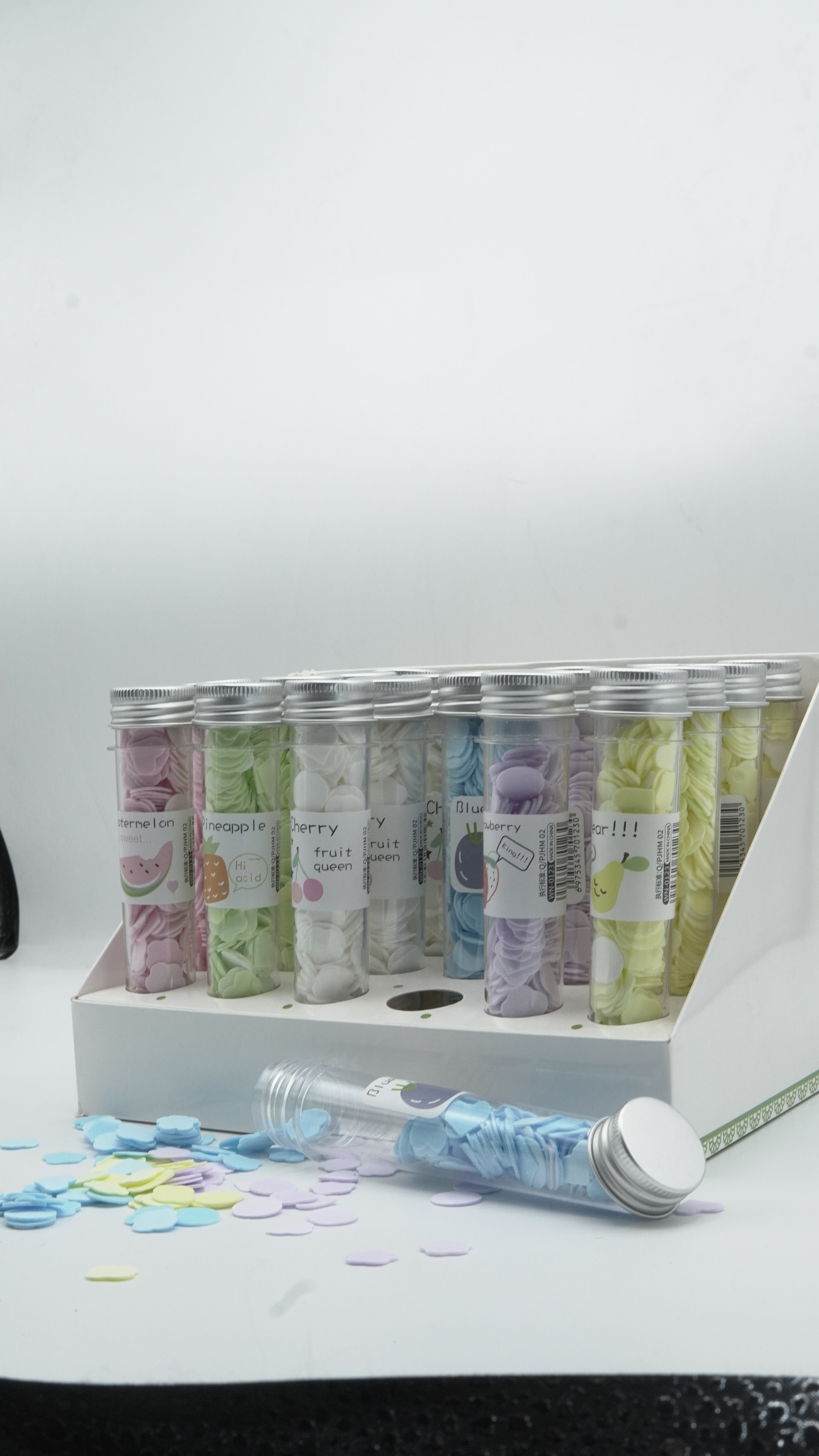 "Fruit Queen" Portable Scented Paper Soap Flakes in Travel Tube