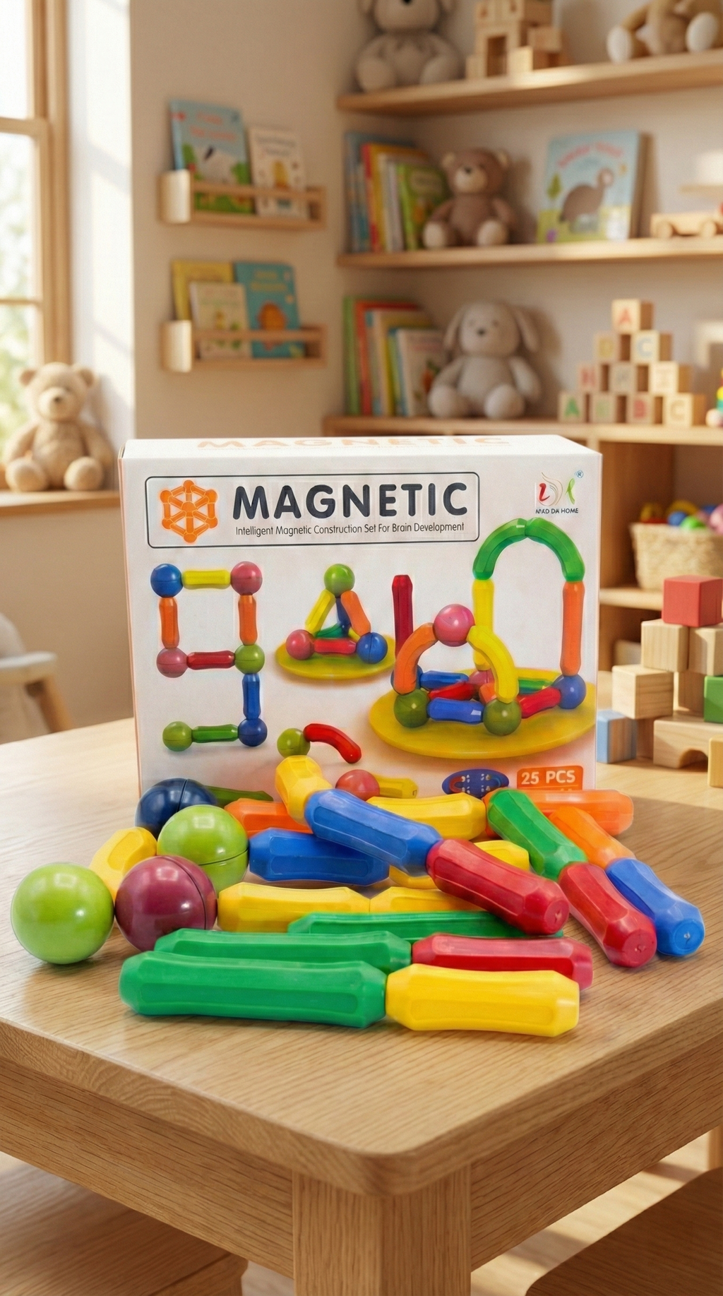 25-Piece Magnetic Sticks & Balls Intelligent Construction Set for Brain Development
