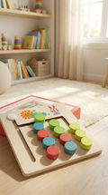 Wooden Montessori 4-Color Logic & Sliding Puzzle Board Game for Kids