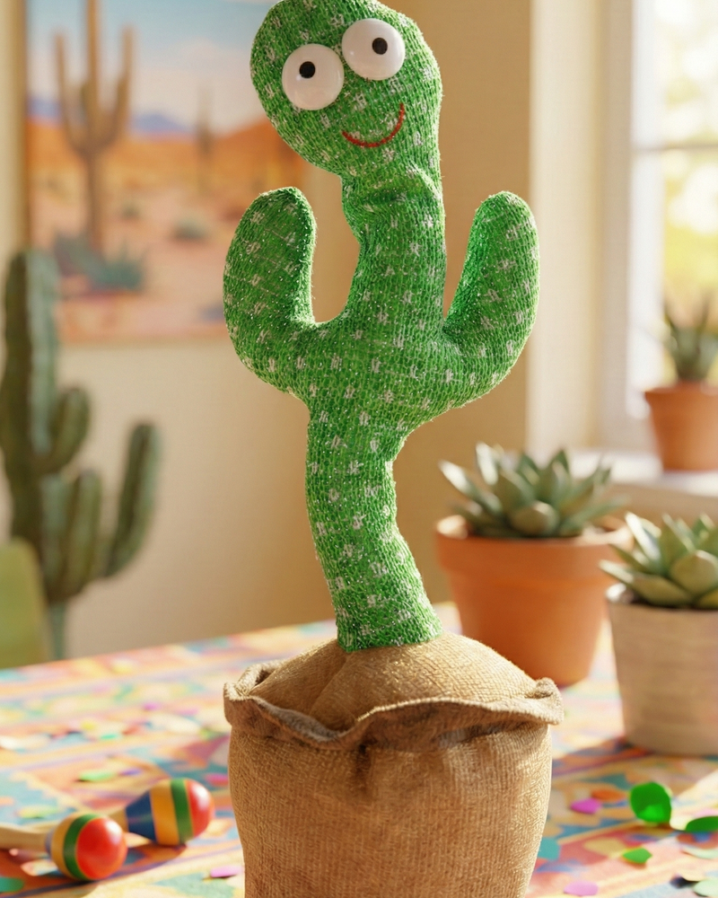 Interactive "Dancing Cactus" Talking, Singing, & Recording Plush Toy
