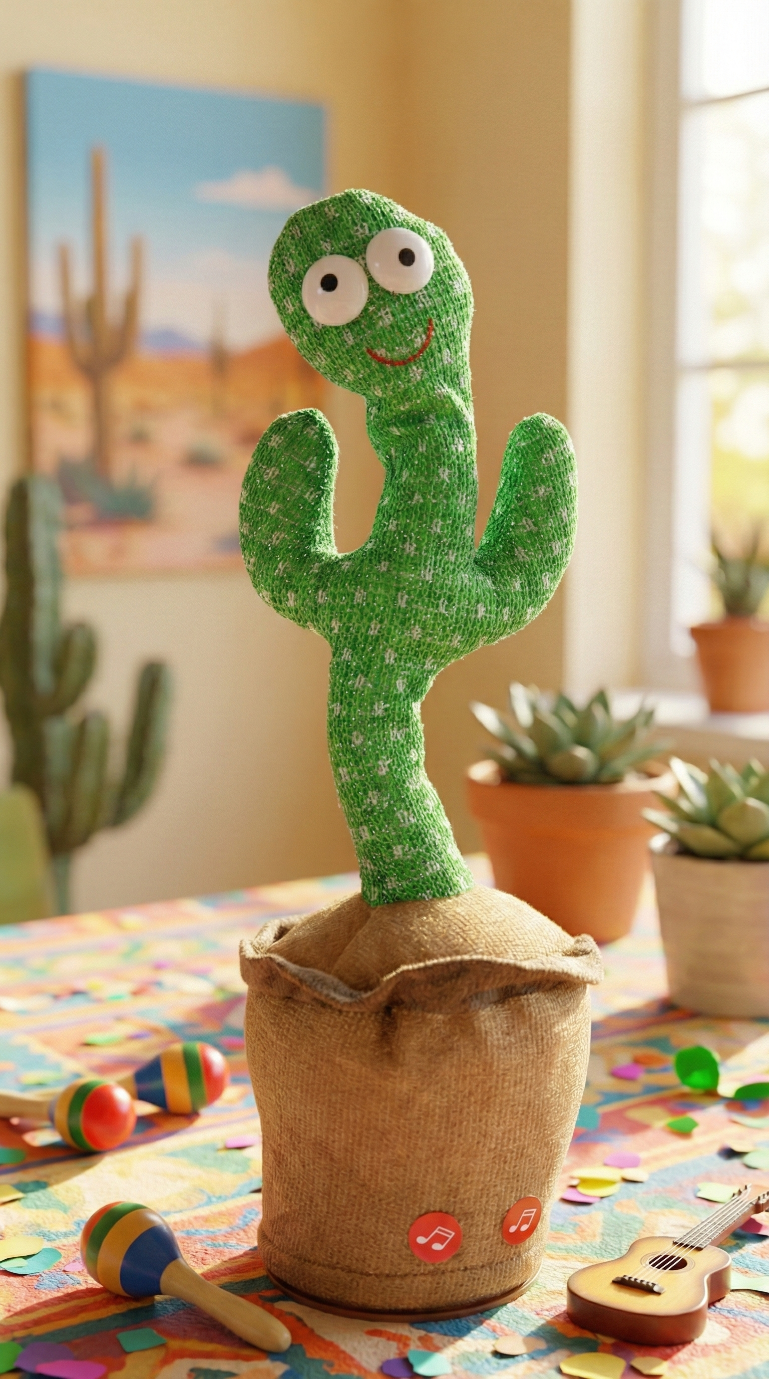 Interactive "Dancing Cactus" Talking, Singing, & Recording Plush Toy