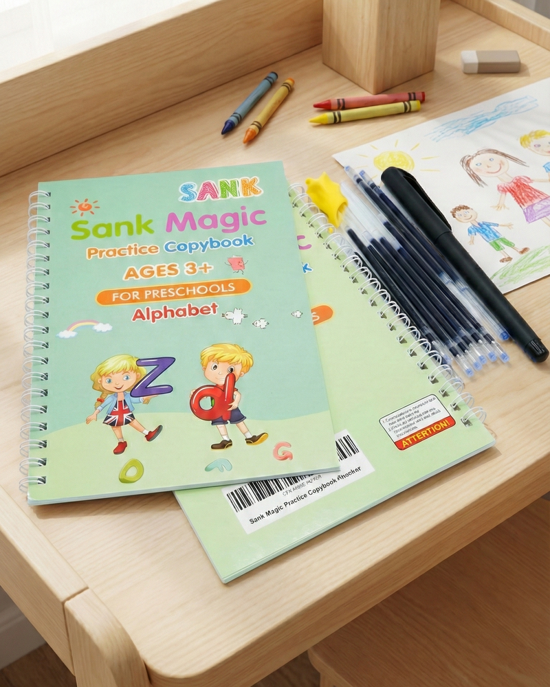 Sank Magic Practice Copybook Set: Reusable Handwriting & Math Tracing Books for Kids