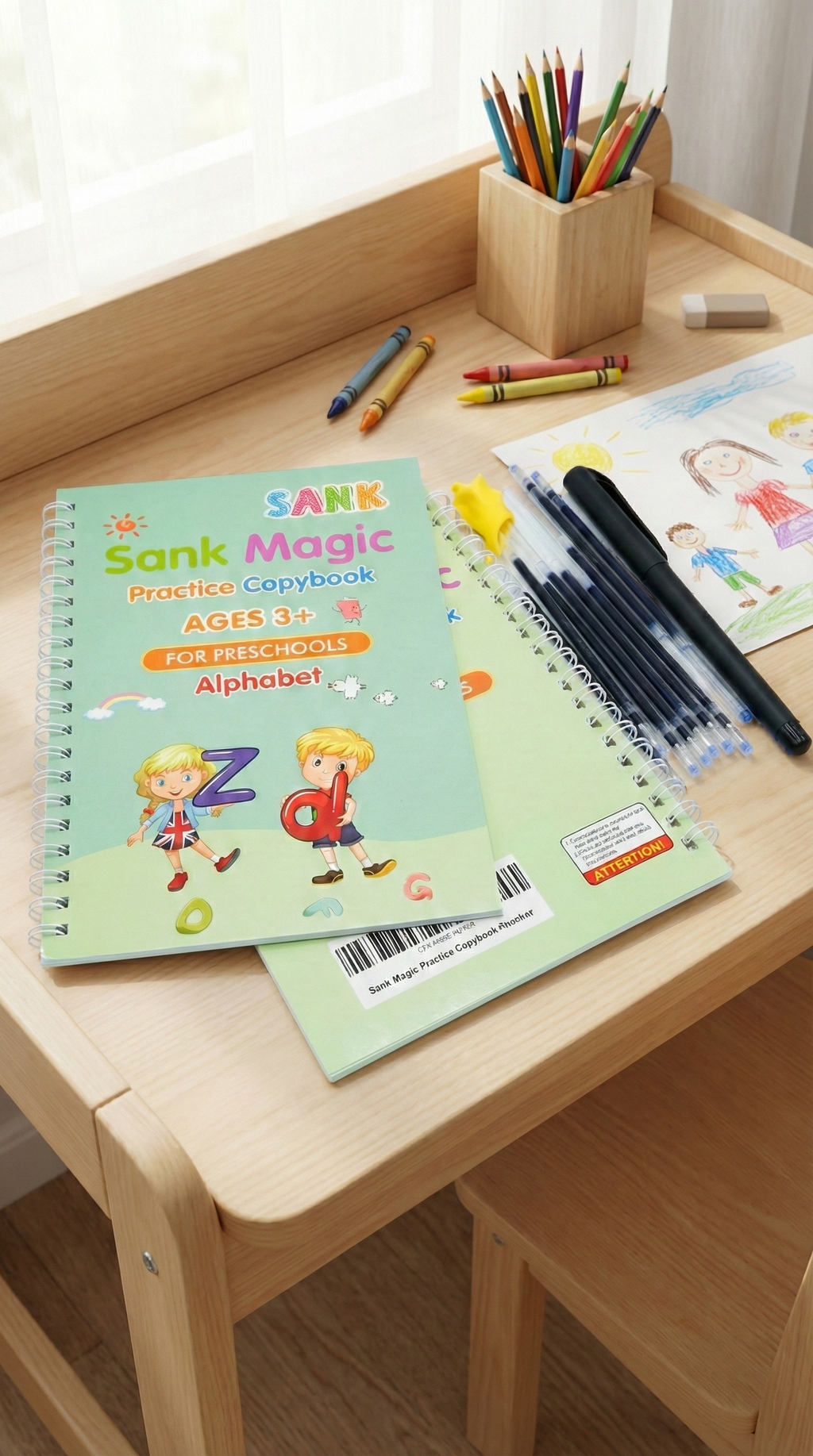 Sank Magic Practice Copybook Set: Reusable Handwriting & Math Tracing Books for Kids