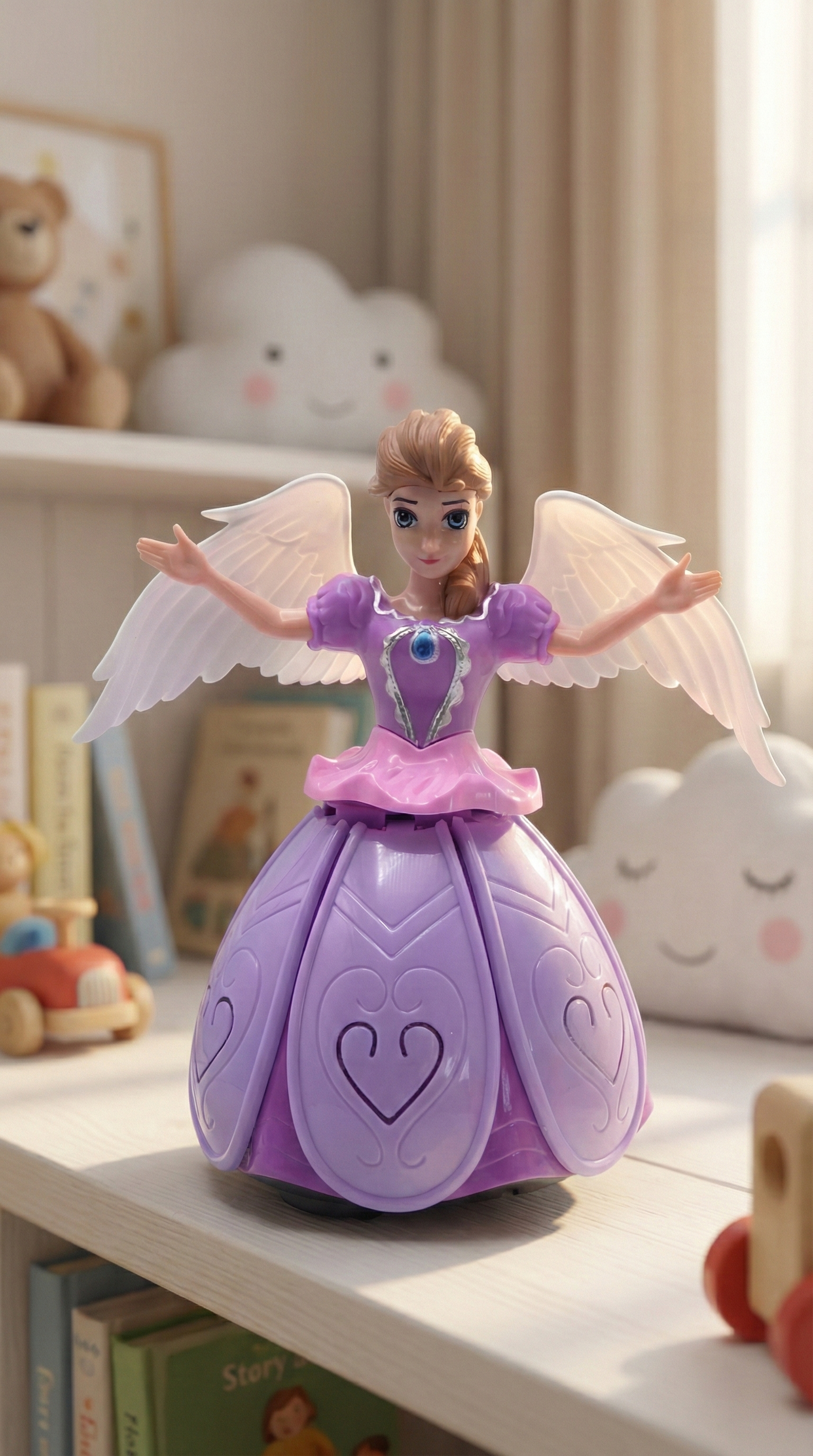 Musical Dancing Princess Angel Doll with 3D LED Lights & Flapping Wings