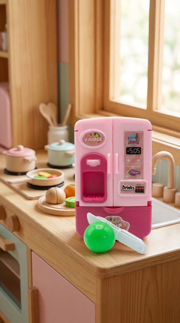 "Delicious Kitchen" Kids' Pretend Play Refrigerator & Food Cutting Set