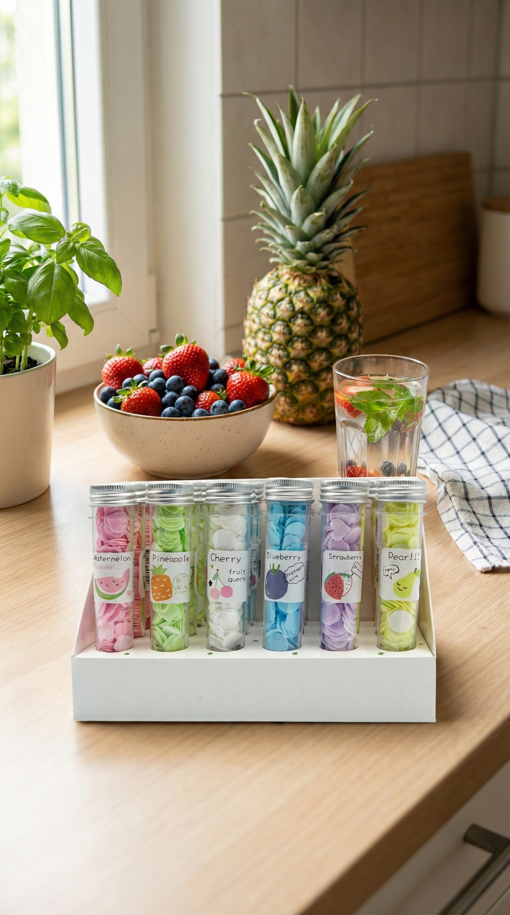 "Fruit Queen" Portable Scented Paper Soap Flakes in Travel Tube