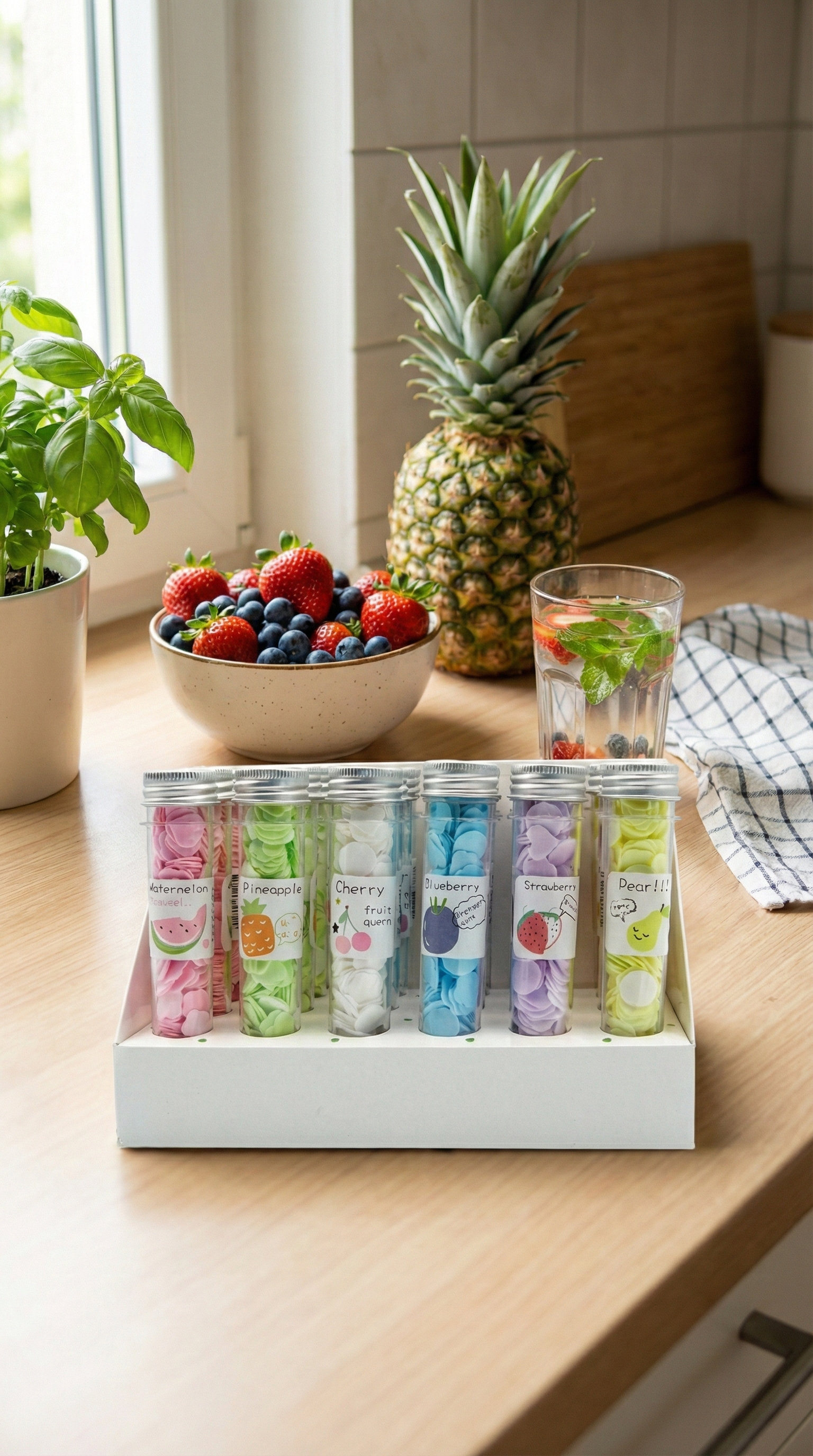 "Fruit Queen" Portable Scented Paper Soap Flakes in Travel Tube