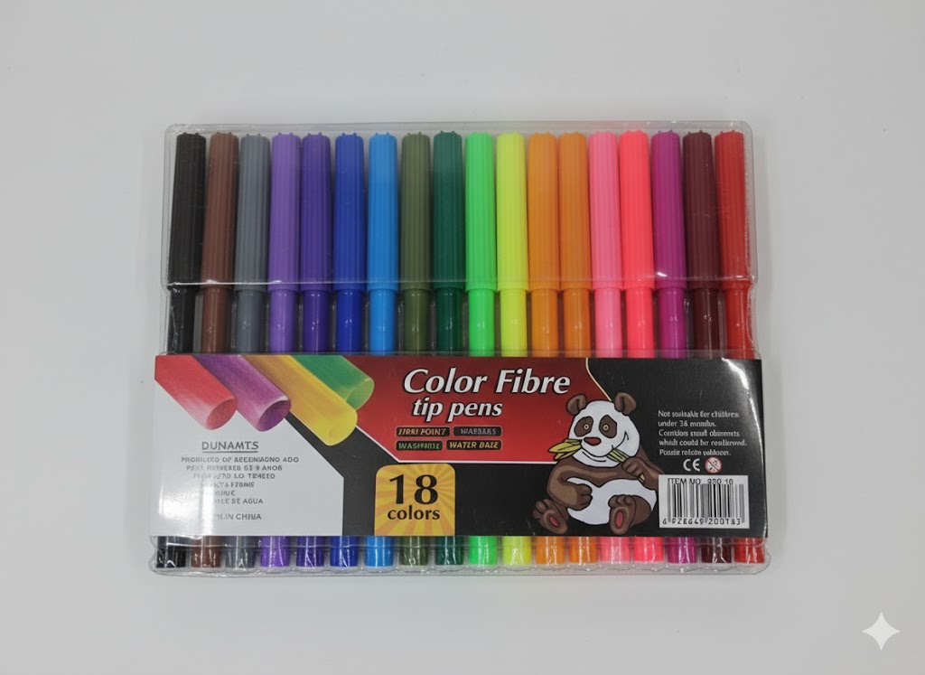 18-Pack Vibrant Washable Markers for Kids & Crafting - Fine Tip, Water-Based
