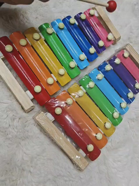 Bright Rainbow Wooden Xylophone for Toddlers