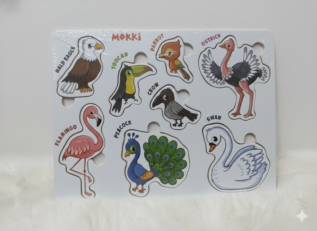 Early Learning Peg Puzzles: Montessori-Inspired Animals & Birds